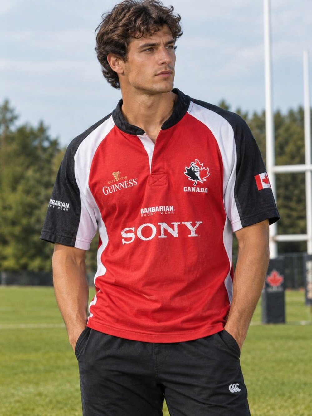 Rugby Canada Barbarian Rugby Wear Jersey Red Black White Guinness Sony Rugby